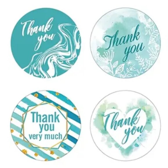 NEW 2 ROLLS OF THANK YOU VERY MUCH BLUE/WHITE PACKAGE STICKERS (1000 TOTAL) 1" - Picture 3 of 4